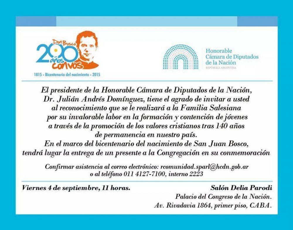 Evento en homenaje a Don Bosco, a 200 años de su fallecimiento